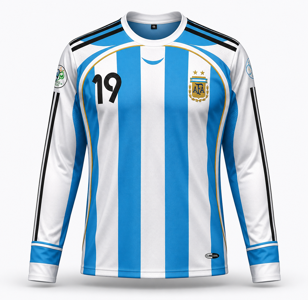 OG Argentina 2006 World Cup Full Sleeve Messi Football Jersey