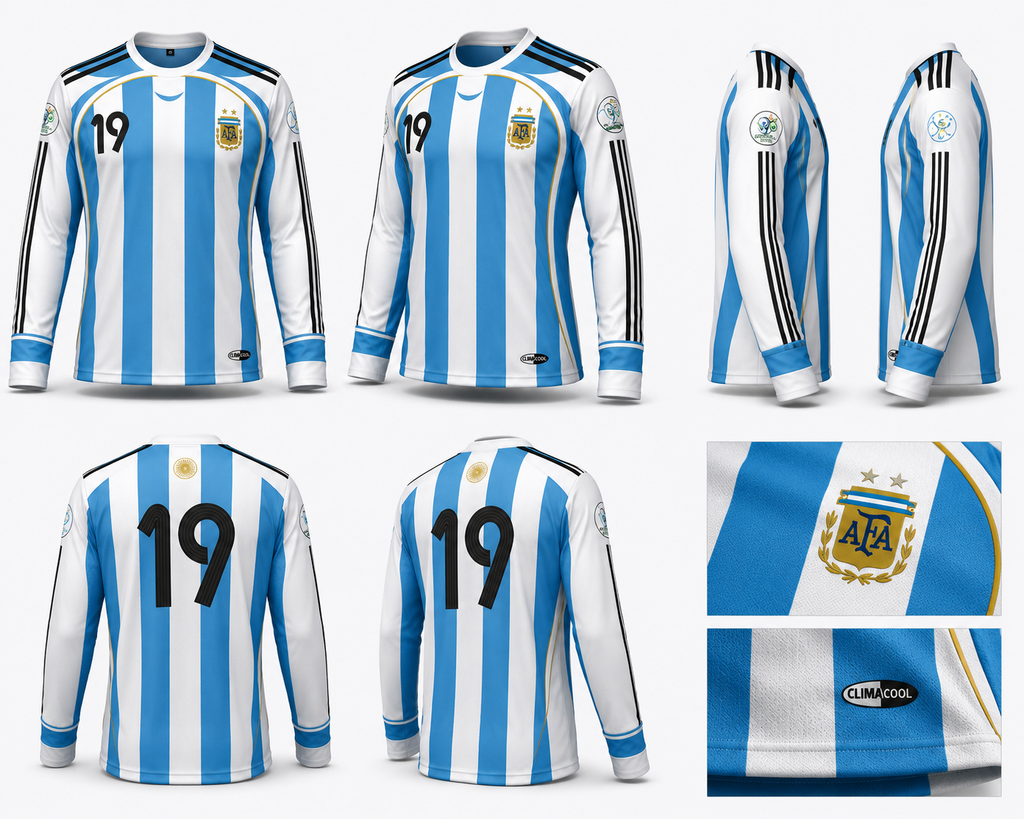 OG Argentina 2006 World Cup Full Sleeve Messi Football Jersey