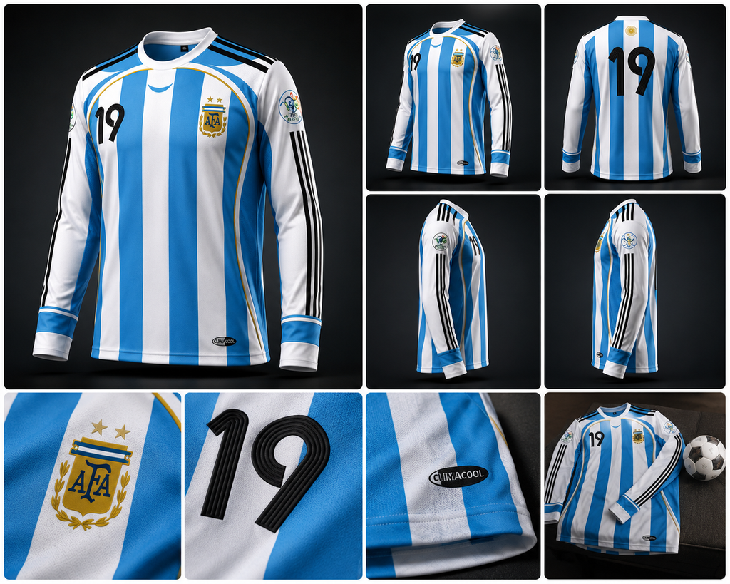 OG Argentina 2006 World Cup Full Sleeve Messi Football Jersey